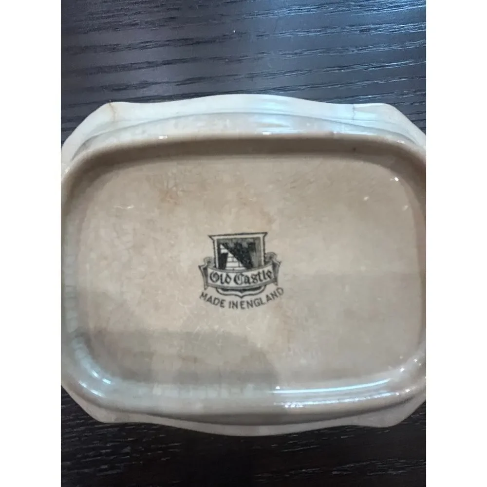 MARKED OLD CASTLE COPPER LUSTREWARE collectible dish Made in England handpainted - Picture 4 of 8